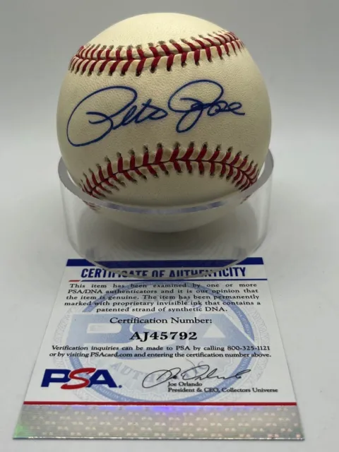 Pete Rose Reds Phillies Signed Autograph Official OMLB NL Baseball PSA DNA *92