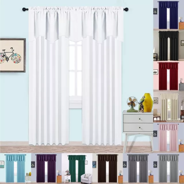 2Pcs Curtains Blackout Curtain Thermal Insulated Rod Pocket 2 Panels Room Window