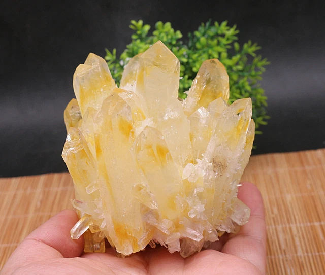 478g New Find Yellow Phantom Quartz Crystal Cluster Mineral Specimen