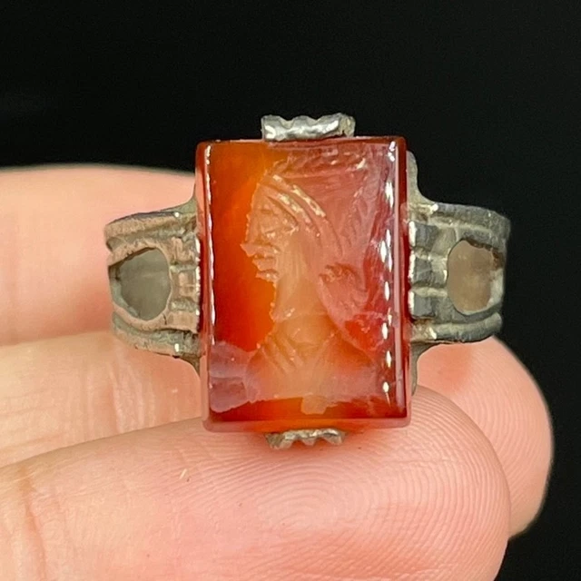 Bague Romaine Ancienne En Taille-douce Plaquée Or - Pièce Authentique Pré-1800, Style Antique