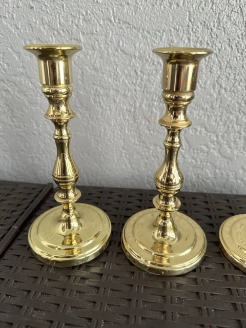 3 Vtg.Baldwin Brass 7” Candlesticks Heavy Weight