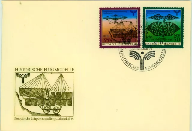 77-Ersttagsbrief Historische Flugmodelle Lilienthal Luftpost 1990 Stempel Berlin