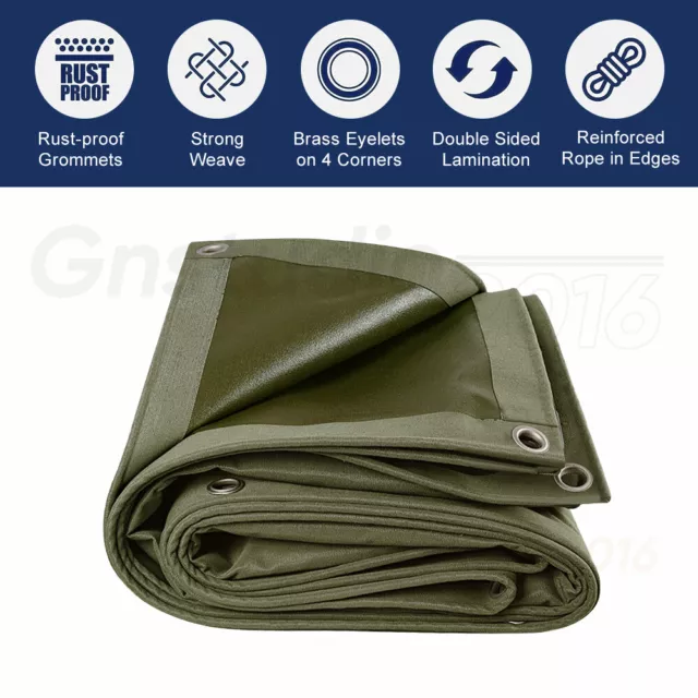 3 Sizes Heavy Duty Waterproof Canvas Tarp Tarpaulin Sun Blocked Dustproof Arm AU 2