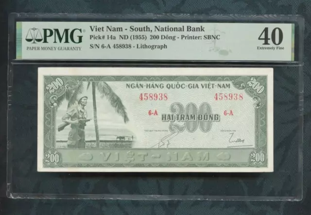 1955 Viet Nam - South, National Bank  200 dong pick# 14a PMG 40