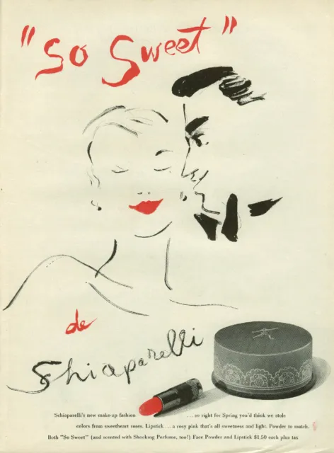So Sweet Schiaparelli lipstick & powder ad 1950 Vertes NY