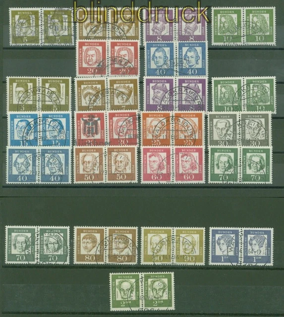 Bund Mi #  347/62 x + y ohne 351 x gestempelt Bedeutende Deutsche Paare (50978)