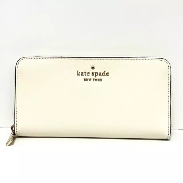 Auth Kate spade Stacey Round Zip Wallet WLR00130 Cream Leather - Long Wallet