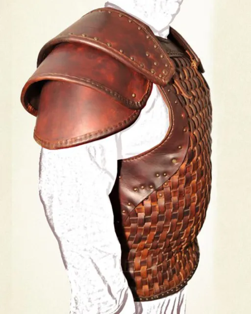 Celtic Breastplate Reenactment Costume  Medieval Viking Leather Woven Jacket