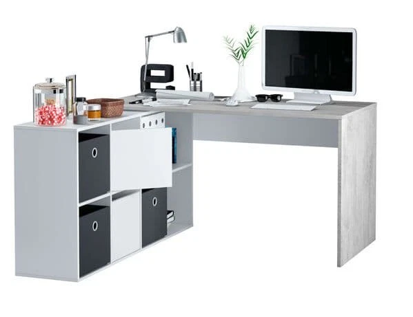Morgan white flexi corner shop desk with storage