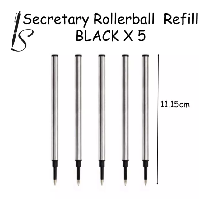 5 x COMPATIBLE ROLLERBALL PEN REFILL INK - BLACK INK