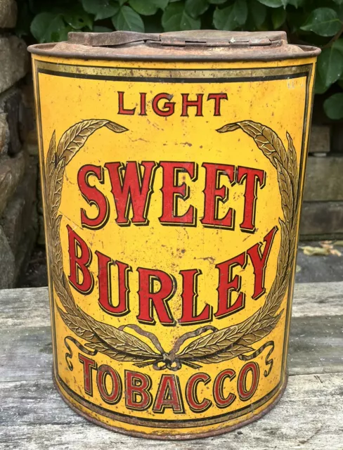 Antique 1910s Sweet Burley Light Tobacco Tin Can Canister Spaulding & Merrick