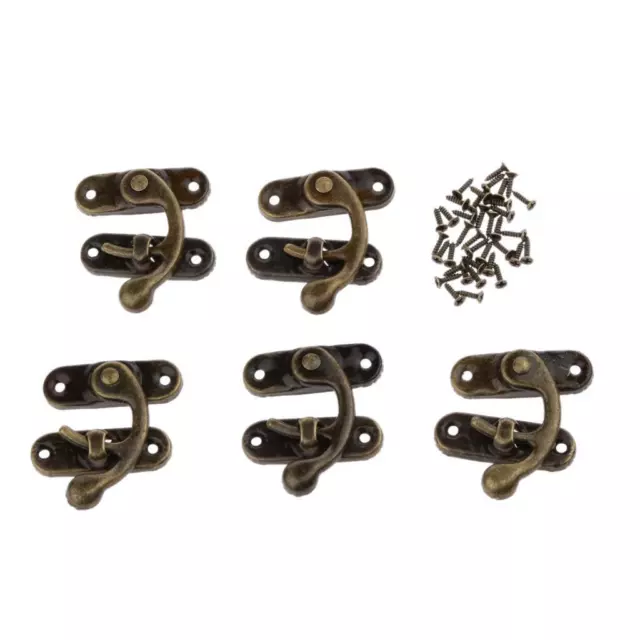 5 Set Antique Bronze Right Swing Bag Clasp Closure Jewelry Case Box Latch