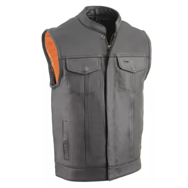 Milwaukee Leather MLM3510 Men's SOA JAX Leather Vest w/ 2 Inside Gun Pockets