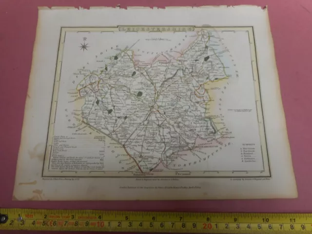 100% Original Leicestershire  Map  By Roper Cole C1809 Vgc Hand Coloured