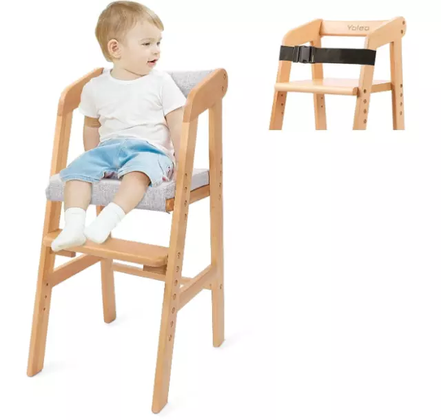 Chaise Haute Evolutive en Bois pour bébé Chaise Enfant Réglable en bois d'hêtre