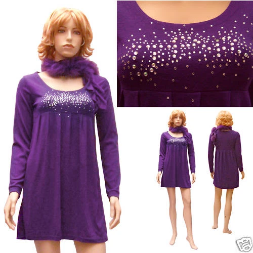 Robe De Soirée Violette En Satin - Taille 36/38, Manches 3/4, Faite Main été