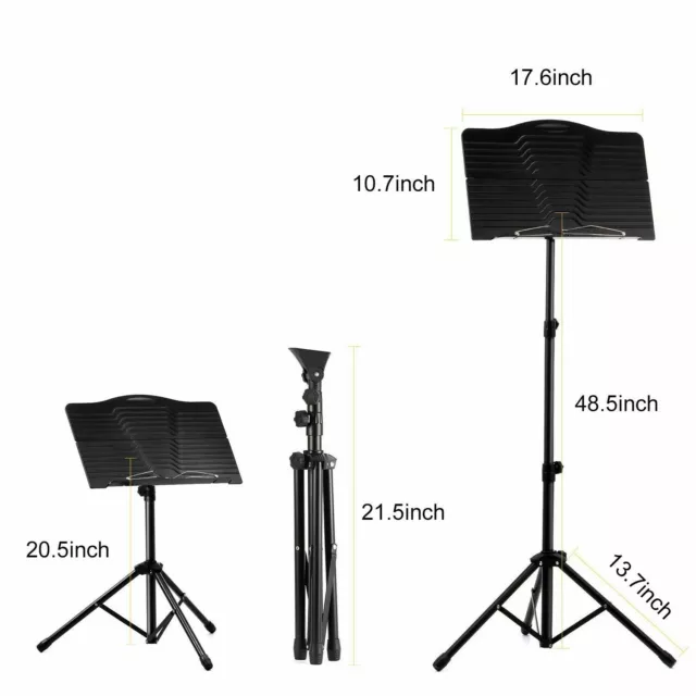 Heavy Duty Metal Foldable Music Stand Holder Tripod Orchestral Conductor Sheet 3