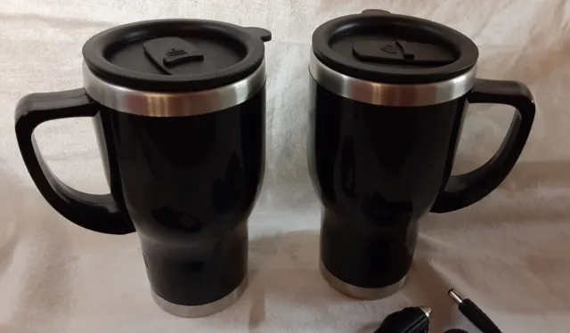 Sharper Image Heated Travel Mugs 2-Pack with 2 Car Adapter Cords