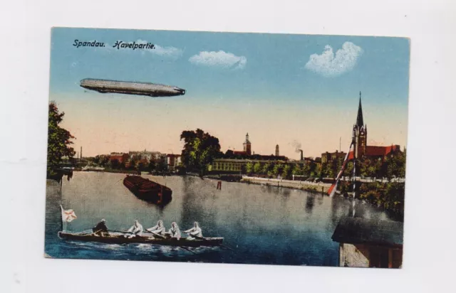 Ansichtskarte Berlin Spandau Havelpartie Zeppelin Ruderer Ungelaufen