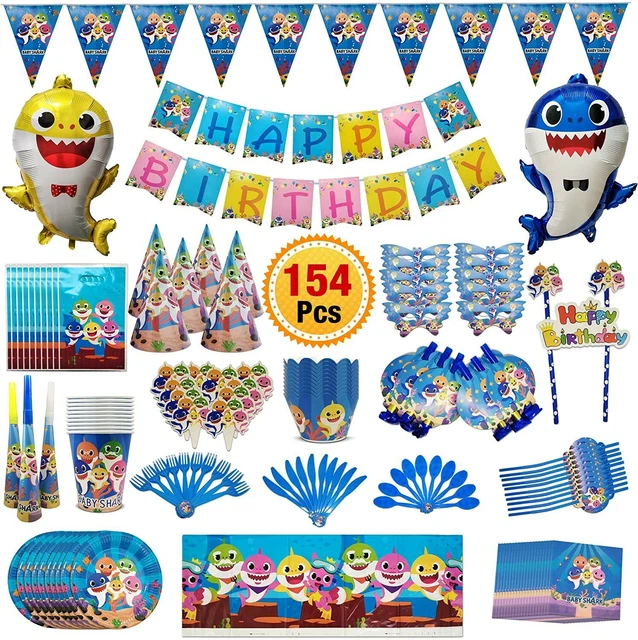 BABY SHARK PARTY Supplies, Shark Birthday Decorations Kit for Kids