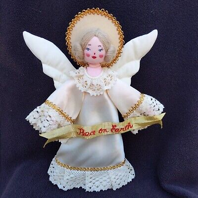 Vintage Silvestri Angel Tree Topper christmas holiday ivory blonde 11" tall