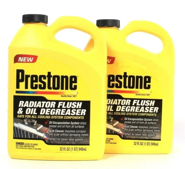 (2 Ct) Prestone Radiator Flush & Oil Degreaser For All System Components 32 Oz