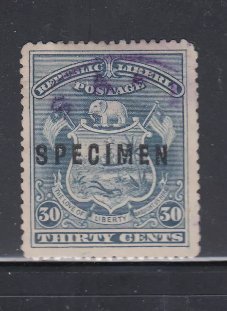 Liberia # 45 1896 SPECIMEN Rogers Type II  Coat of Arms USED? BASSA Cancel