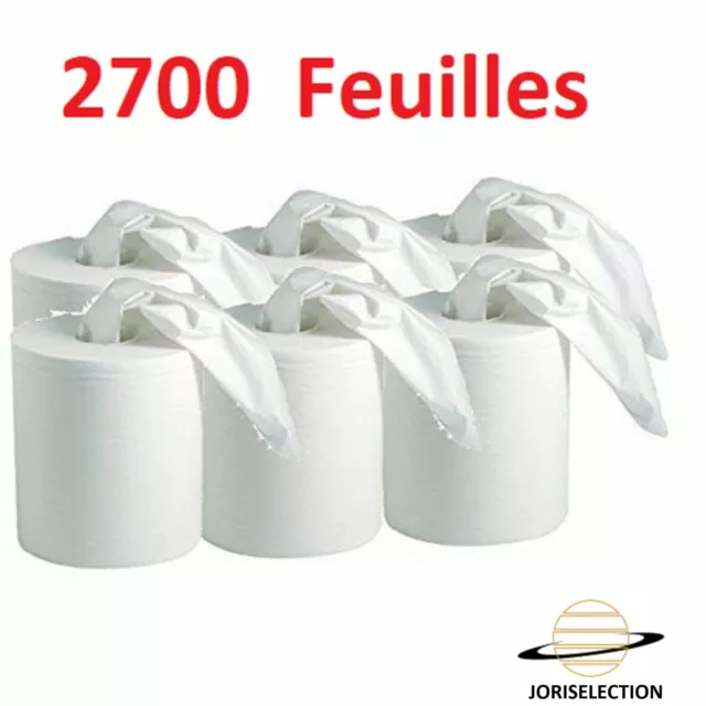 Lot de 6 rouleaux de papier essuie-tout 2700 feuilles 100 m/rouleau, Papier  essuie main blanche pure ouate