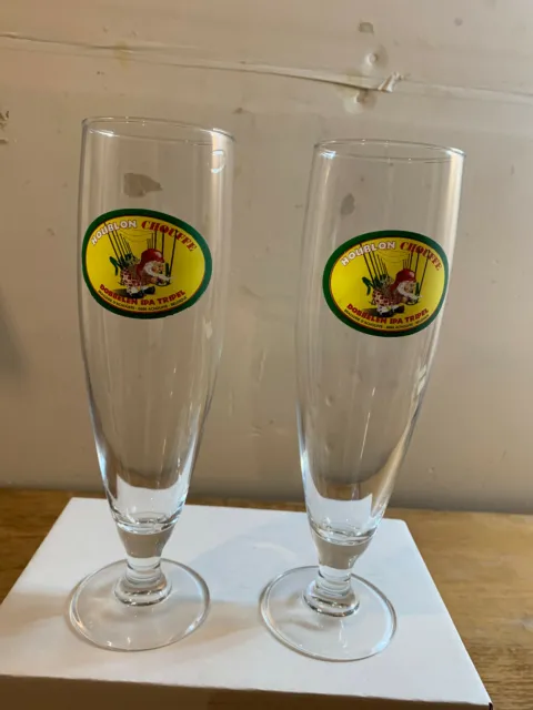 Duvel Moortgat Brewery d'Achouffe HOUBLON CHOUFFE DOBBELEN IPA TRIPEL BEER GLASS