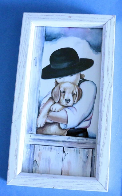Picture - In Frame - Boy and Dog - 9 x 5