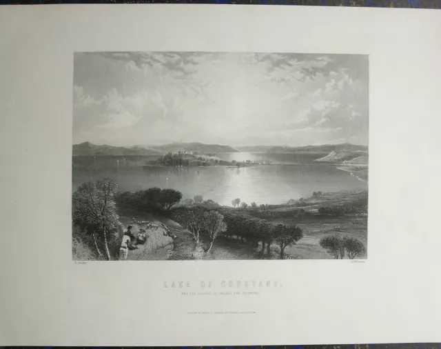 KONSTANZ am BODENSEE. Insel MAINAU. Orig. Stahlstich ca. 1860