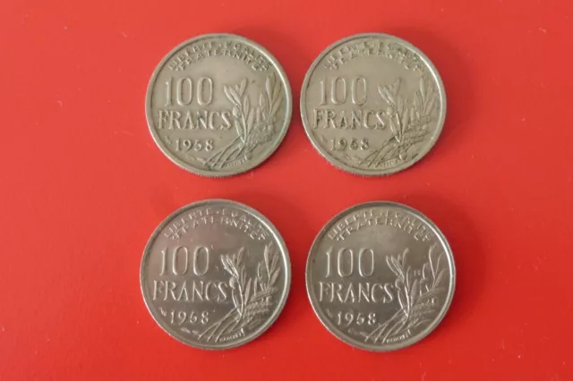 Lot 4 pièces 100F COCHET (1958 / 2 ex & 1958B / 2 ex)