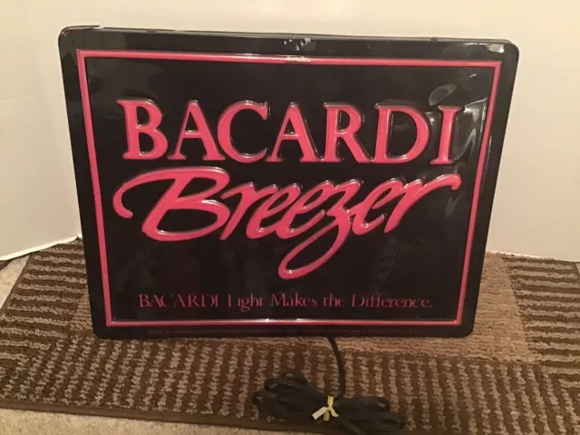 Vintage Bacardi Breezer Lighted Advertising Sign Beer Sign