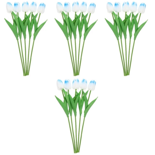 20 Pcs Pu Bouquet De Tulipes Oeillet Enchanté Simulation Fleur Artificielle