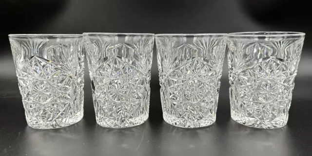 Set Of 4 American Brilliant Period ABP Cut Glass Tumblers