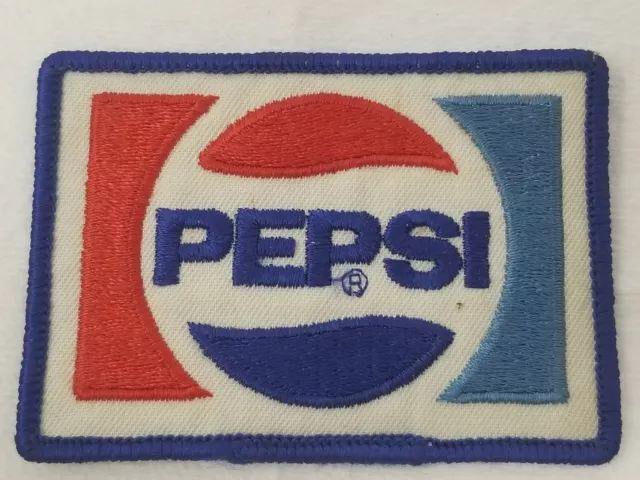Pepsi Logo Patch 1970s Embroidered Never Used Red White Blue Sans Serif
