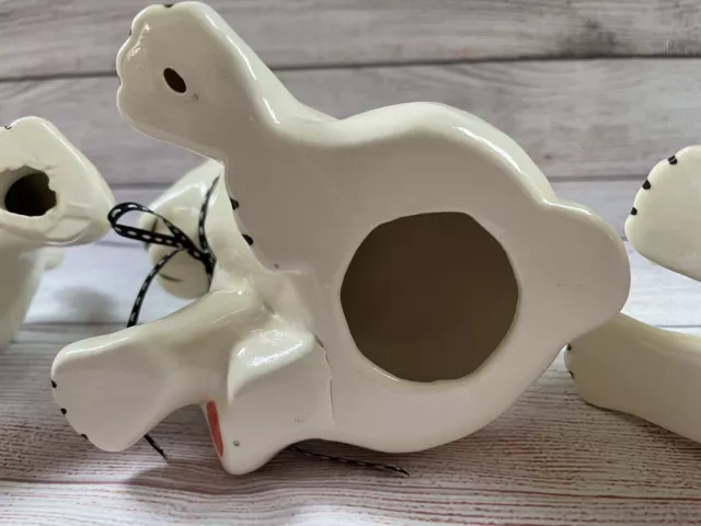 Vintage Large Ceramic Puppy Statue Figurines Set Of 3 Cream/white 7