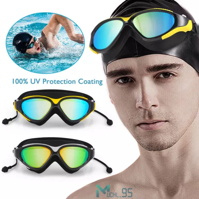 Gafas de natación antiniebla UV para adultos sin fugas con tapón para los oídos