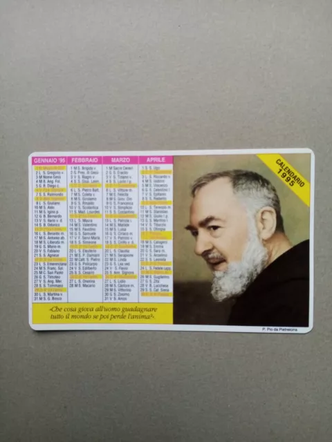 Calendarietto plastificato 1995  Padre Pio
