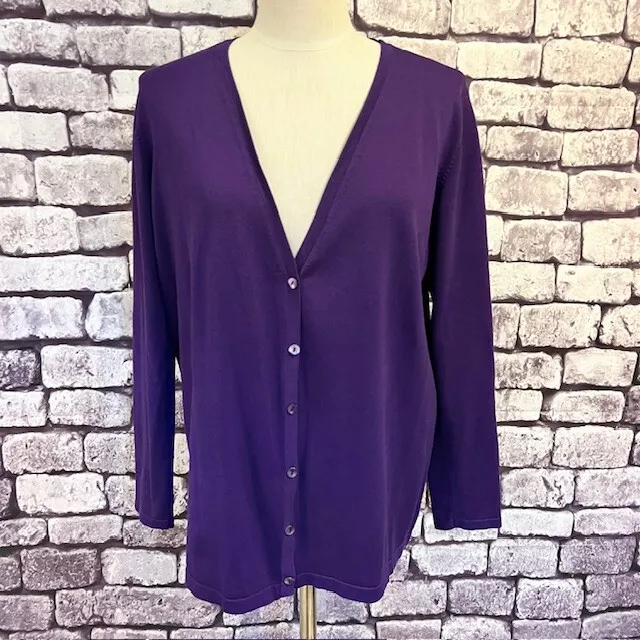 Jones New York Purple V-Neck Long Sleeve Cardigan Sweater Size 1X