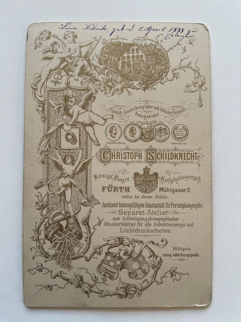 großes CDV Kabinett Foto Fotografie um 1880 Fürth Schildknecht Kind
