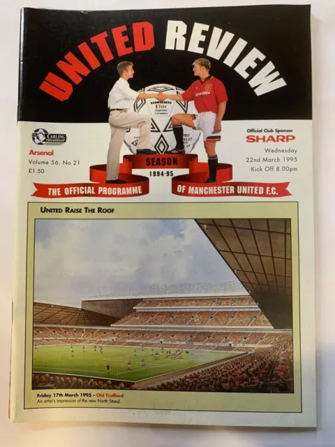 Arsenal vs Manchester United Premier League Matchday Programme 22/3/1995