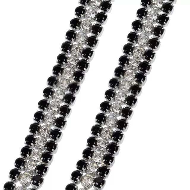 1 Yard 3 Rows 3mm Crystal Rhinestone DIY Trim Chain Sewing Craft Chains Jewelry
