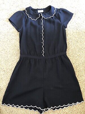 Next Girls Age 9 Years Navy Playsuit Pretty Scolloped Edging