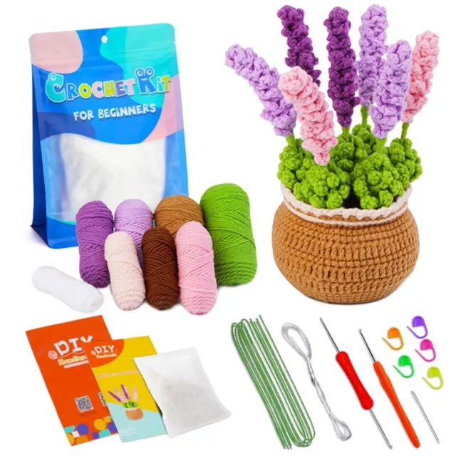 Kit de Ganchillo DIY Kit de Ganchillo Lavanda con Hilo de Tejer Agujas MuñE2700