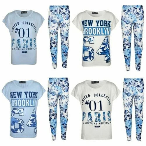 Bambine Stampa Floreale Trendy Top & Elegante Moda Set Leggings Età 7-13 Anni