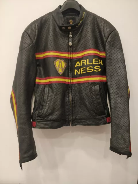 Giacca Giubbotto Moto Estivo In Vera Pelle Arlen Ness Anni '90 Vintage Taglia Xl