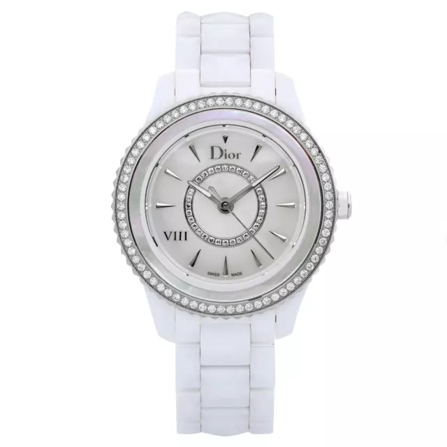 Christian Dior VIII Ceramic Diamond Bezel MOP Dial Ladies Watch CD1231E4C001