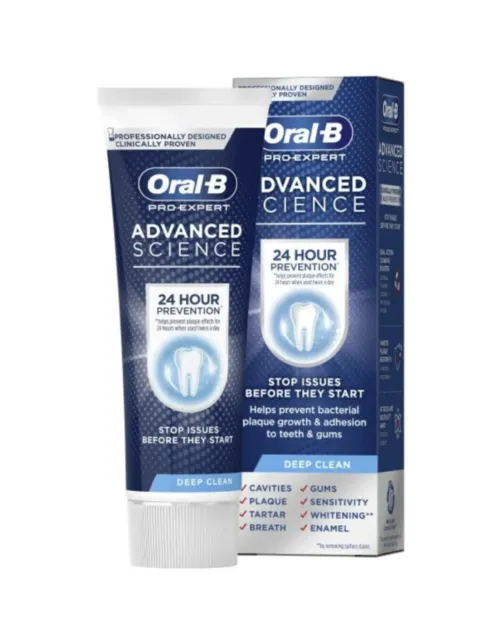 3 pastas dentales limpias profundas Oral-B Pro-Expert Advanced Science triple acción 75 ml 3