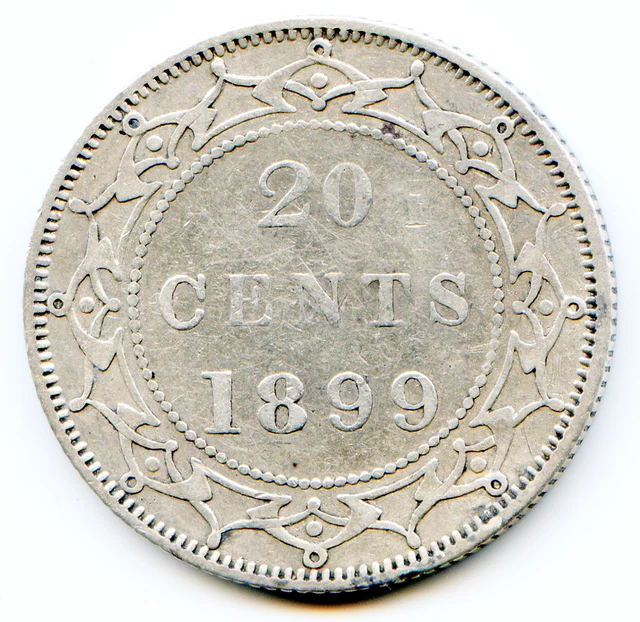 Newfoundland 20 Cents 1899 Large "99" KM-4 scarce so nice   lotmay3693